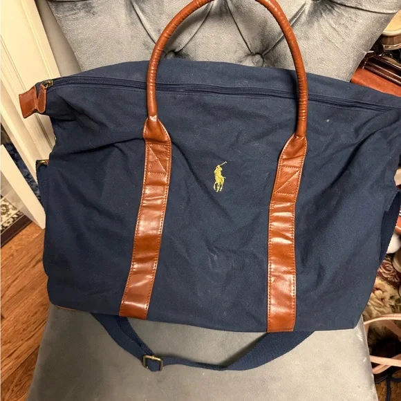 Polo by Ralph Lauren Blue and Brown Travel Bag - Picture 1 of 3